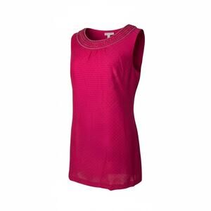 Vineyard Vines Pink Shift Dress Embellished Neckline Lightweight ComfySleeveless